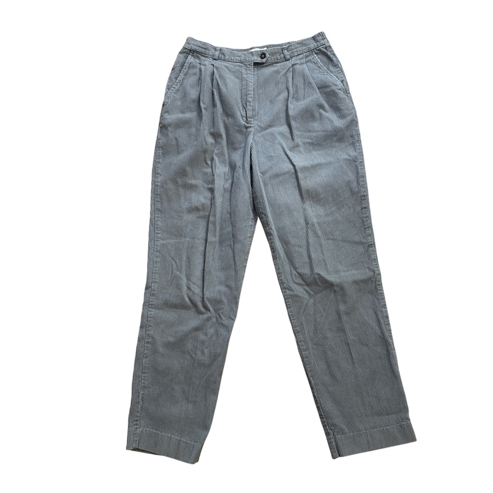 Talbots Corduroy Pants Women's Size 10 Pleated High Waist Gray Trousers Casual